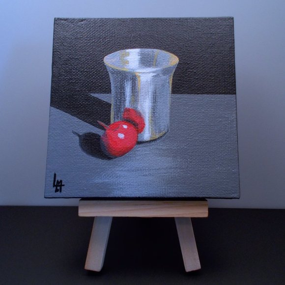 Acrylic Painting - Red Cherry Reflection - Picture 2 of 5